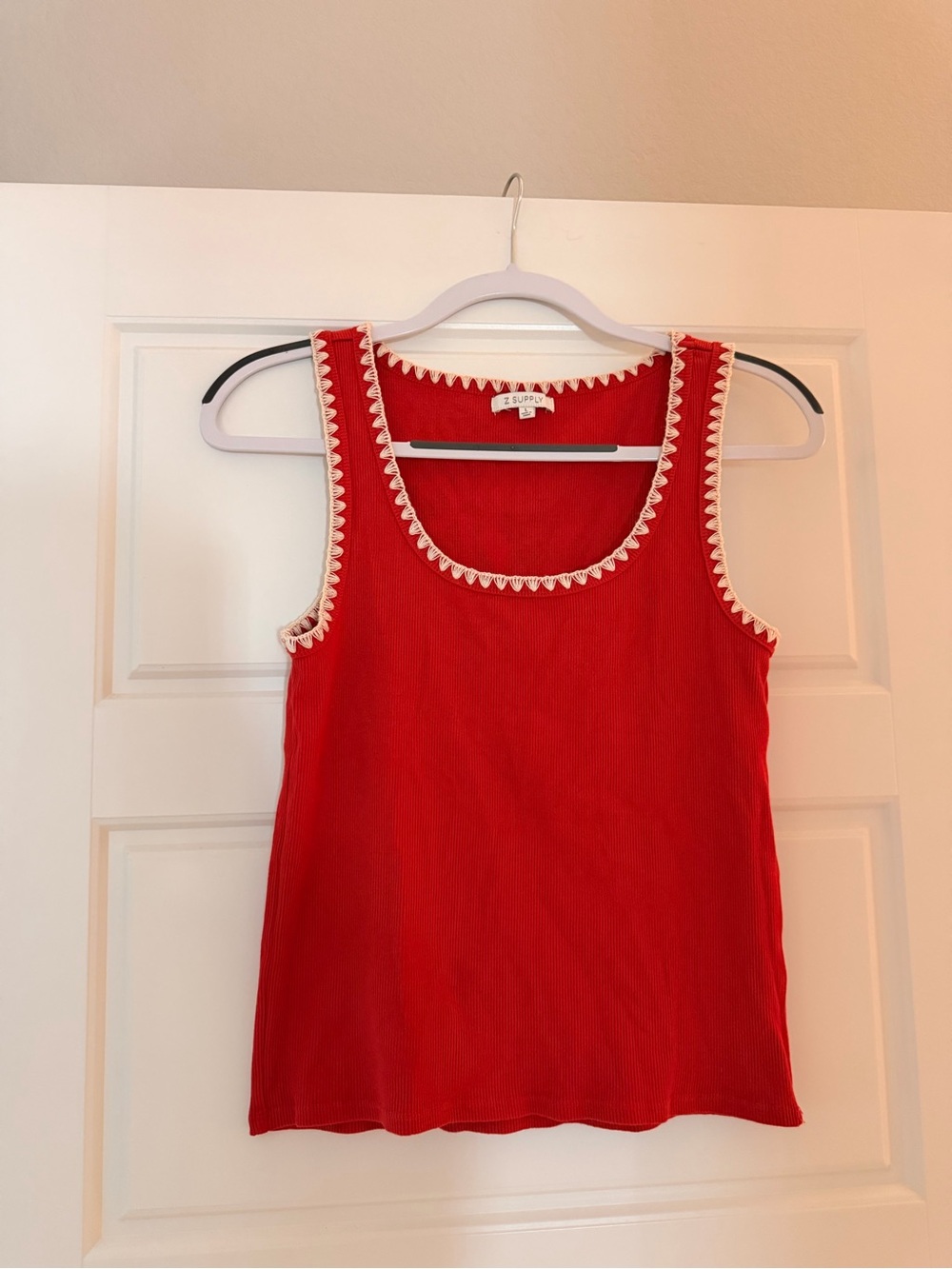 Z Supply Red Tank with Cream Trim